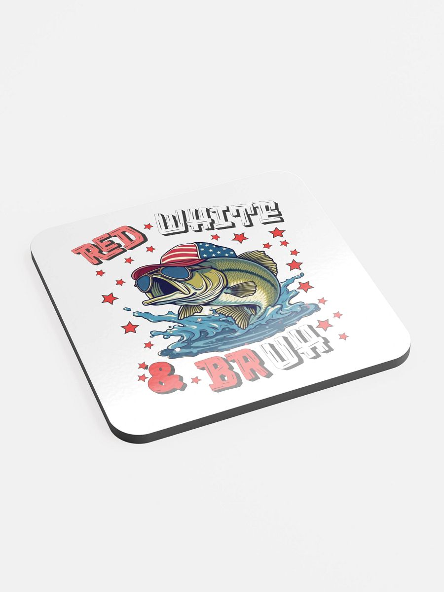 Red White And Bruh Fishing Patriotic Cork Coaster product image (3)