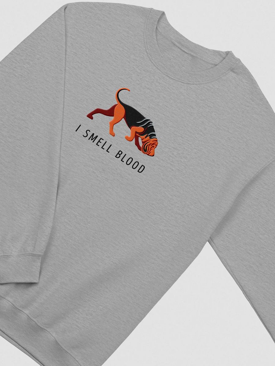 I Smell Blood Sweatshirt (Embroidered) of a Bloodhound(Black & Tan) product image (5)