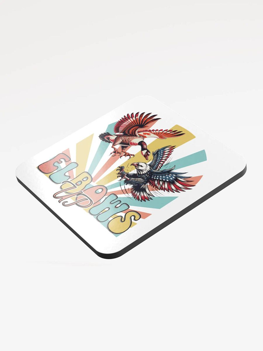 Elbows Up Canadian Goose Vs American Eagle Patriotic Glossed Cork Coaster product image (4)