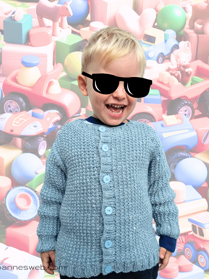 Child Cardigan Knitting Pattern - Kids 5-6 Years - Rice Stitch product image (2)