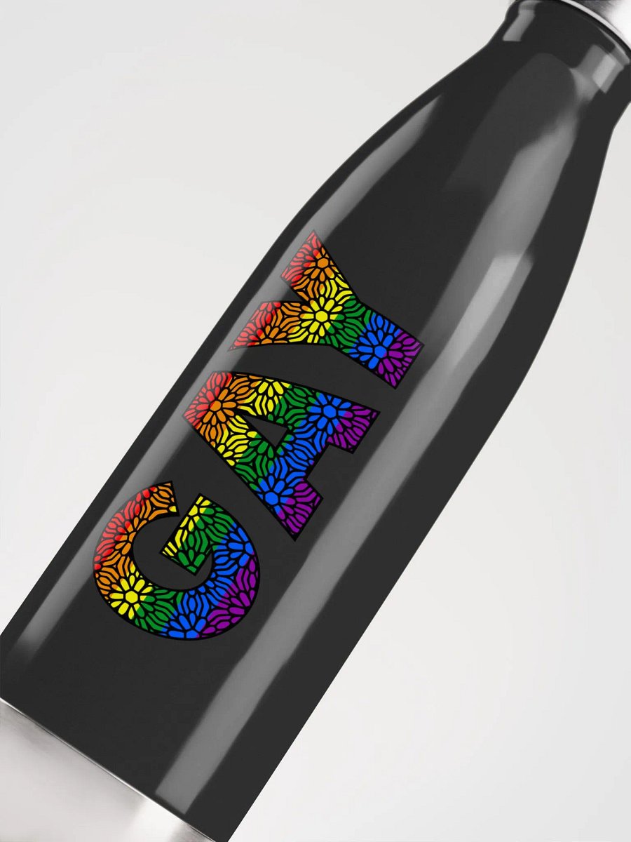 GAY Pride Colors and Flowers Stainless Steel Water Bottle product image (5)