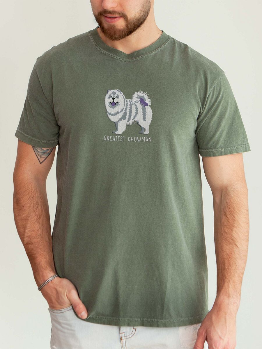 Greatest Chowman T-Shirt(Embroidered) of a Chow Chow(White) product image (2)