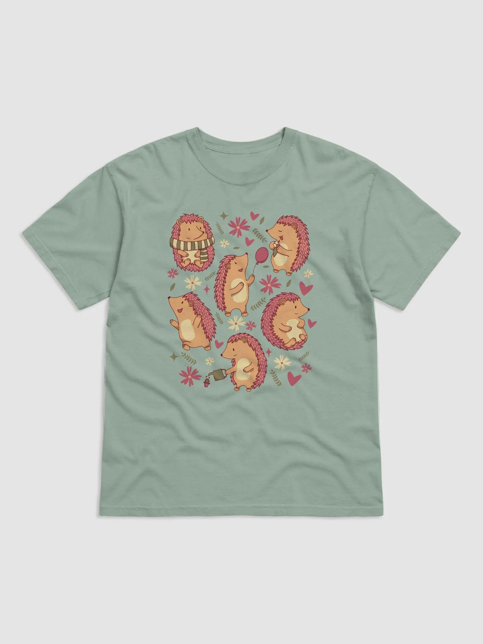 Cottagecore-Style Shirt of Kawaii Hedgehogs | Goblincore & Forestcore-Inspired Floral Kawaii Hedge Hogs T-Shirt product image (4)