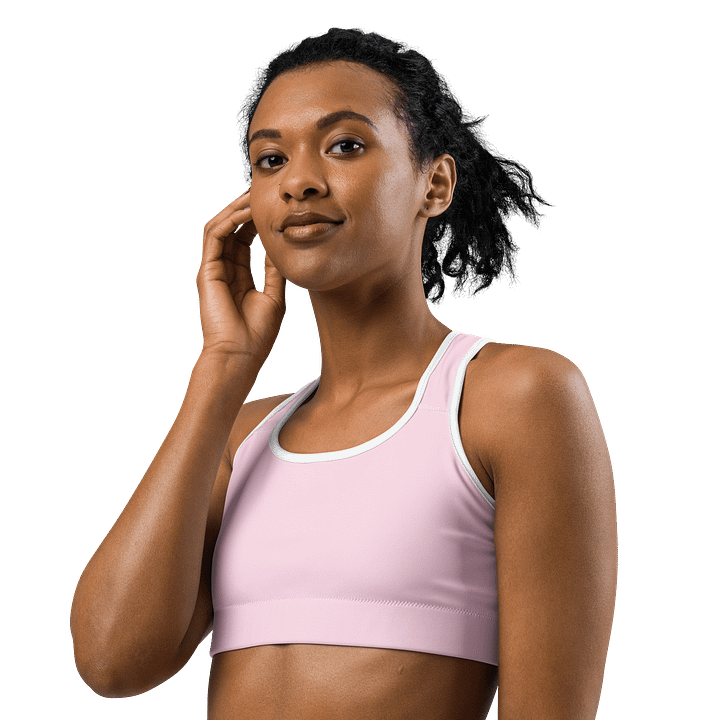 Baby Pink Solid Color & White Lining Sports Bra product image (2)