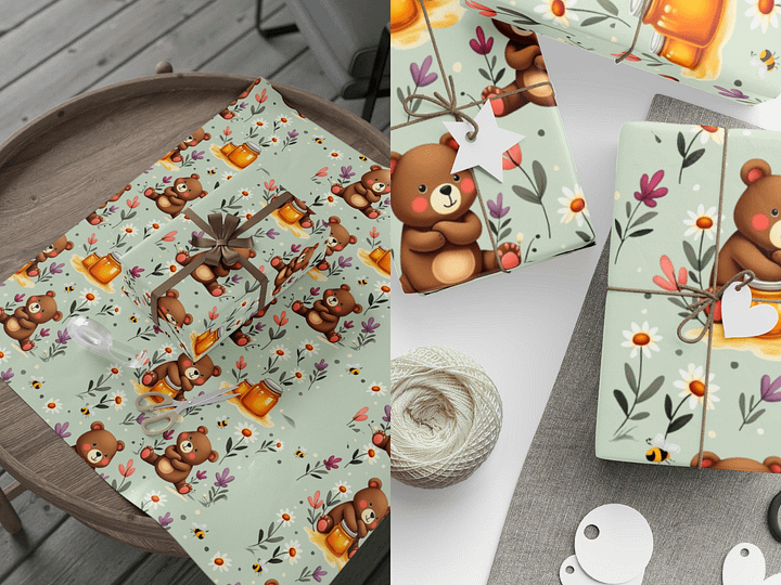 Bear Hug Honey Seamless pattern Digital Paper product image (2)