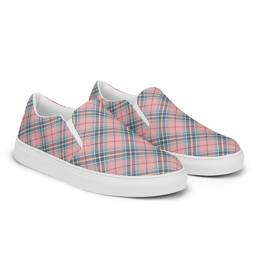 Pastel Pink, Mint Green, and Yellow Plaid Women's Slip-On Shoes product image (2)