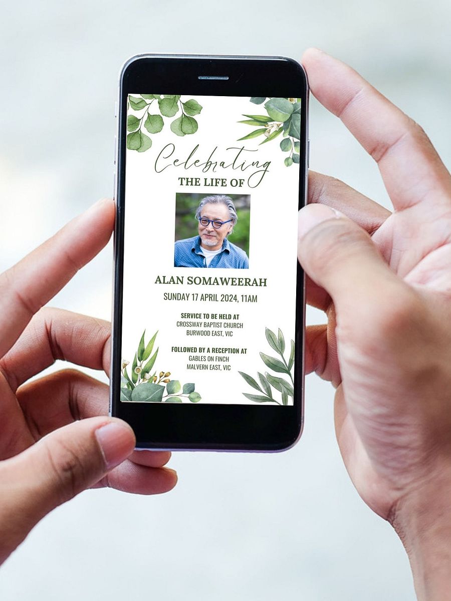 Green Leaves Evite Canva Template product image (4)