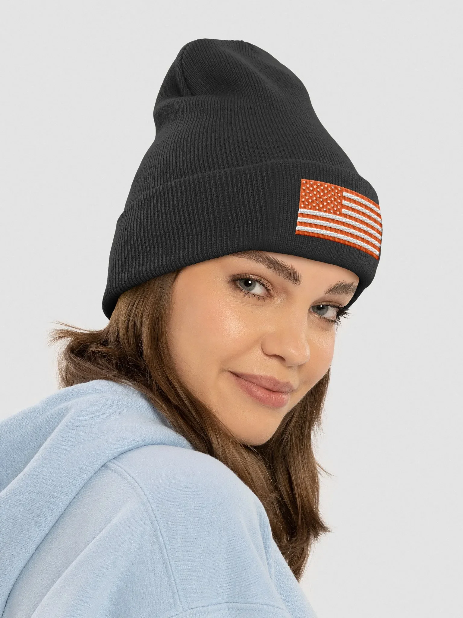 Orange American Flag Beanie product image (4)