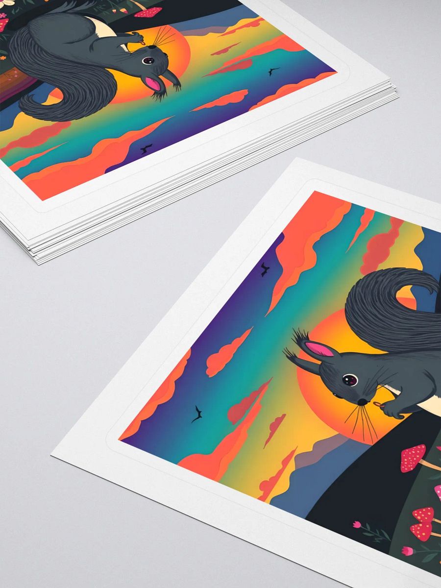 Whimsical Sunset Squirrel Kiss Cut Stickers product image (4)