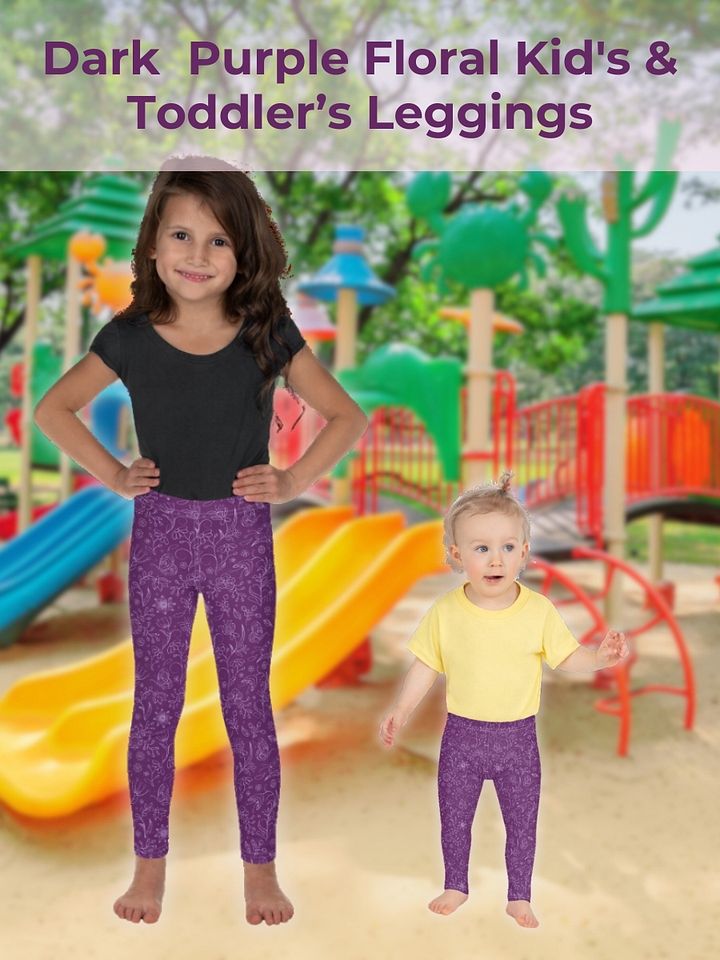 Dark Purple Floral Kid's and Toddler's Leggings product image (1)