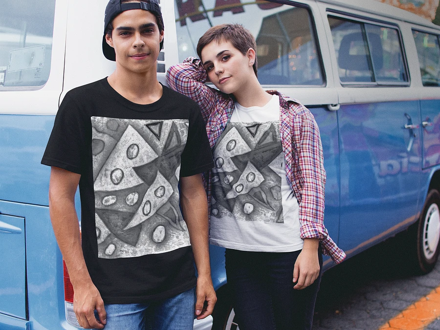 Abstract Textured Pale Monochrome Triangles Unisex T Shirt product image (2)