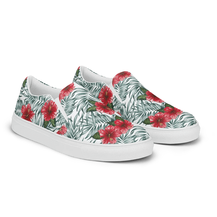 Hibiscus Leaf Design | Men's Slip-On Canvas Shoes product image (2)