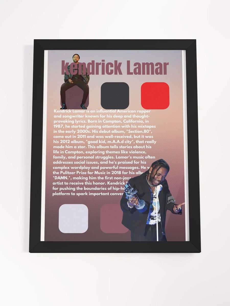 (12x16in) Kendrick Lamar: Framed Matte Poster product image (4)