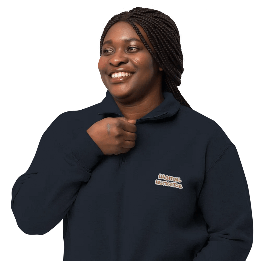 HABITUAL INSTIGATOR (brass bubble design) embroidered quarter zip product image (8)