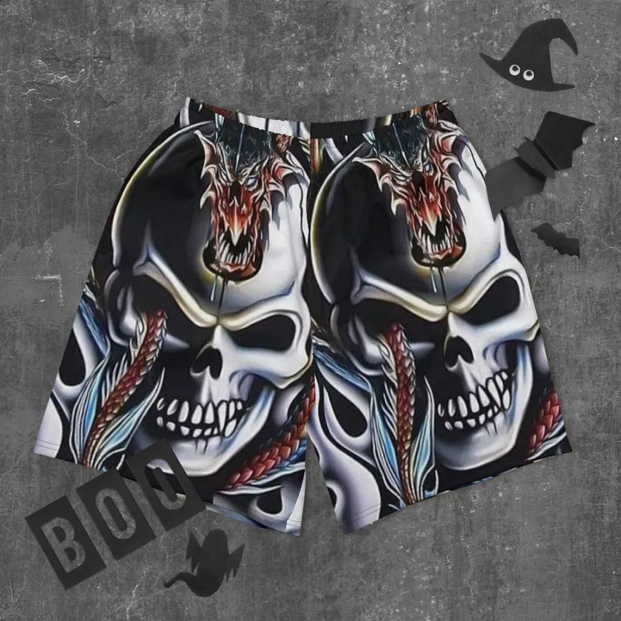 Dragon Skull Athletic Long Shorts product image (12)