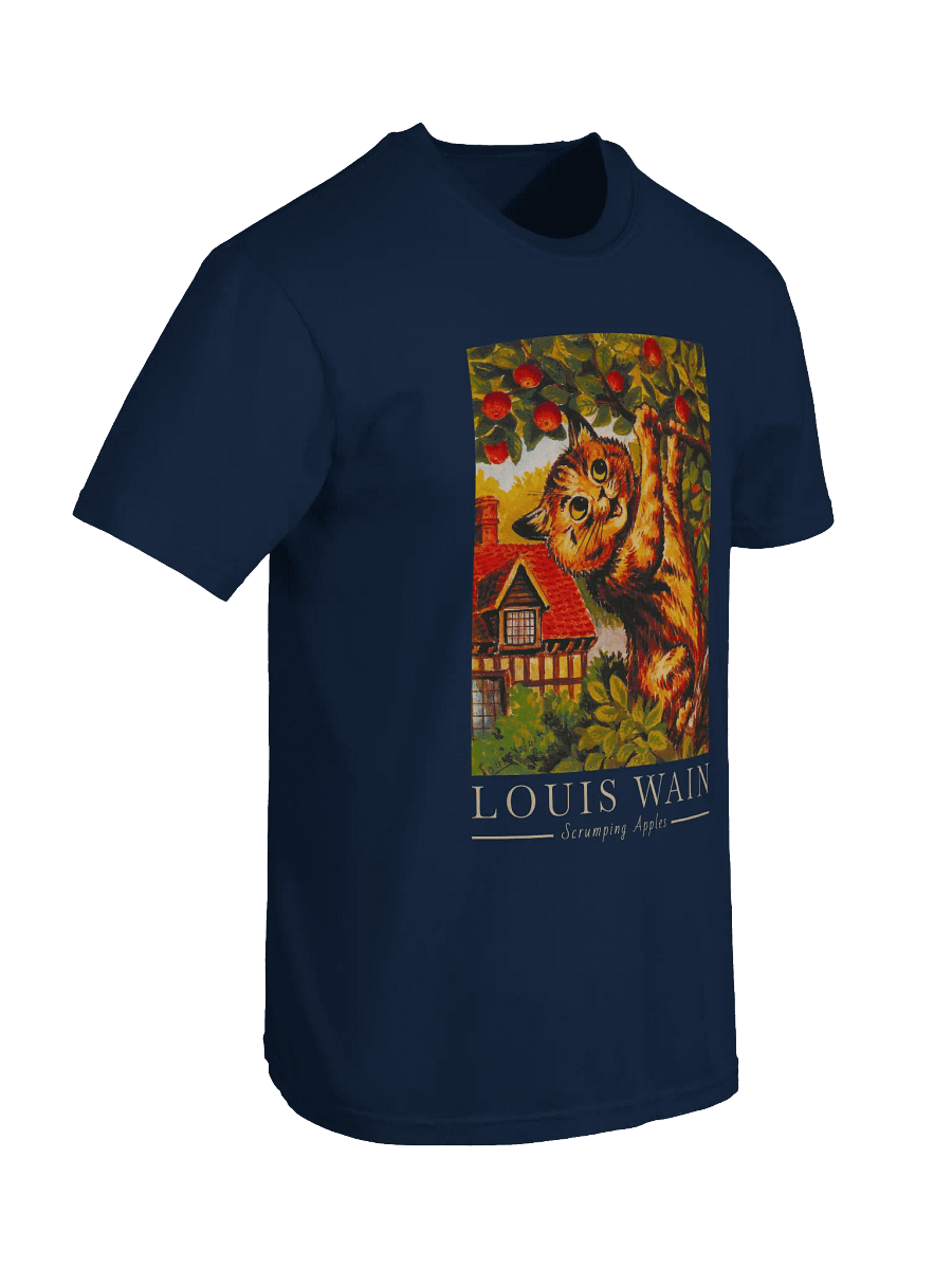 Louis Wain Cat T-Shirt – Scrumping Apples Vintage Art Relaxed Fit Heavyweight Unisex Cotton T-Shirt product image (2)