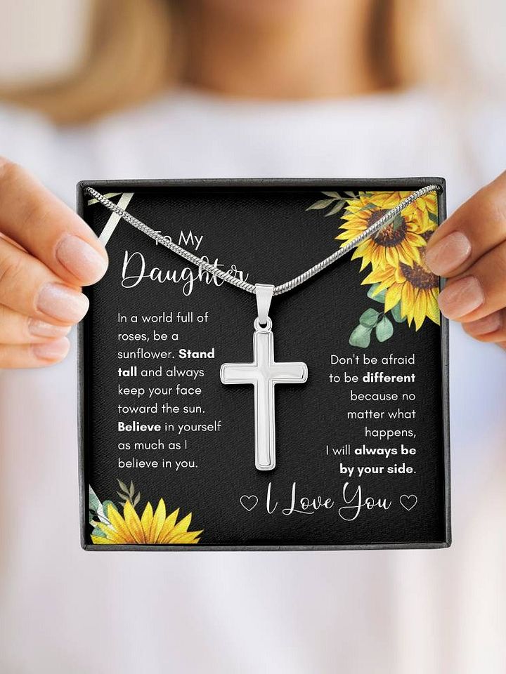 Daughter Cross Necklace - Be A Sunflower product image (2)