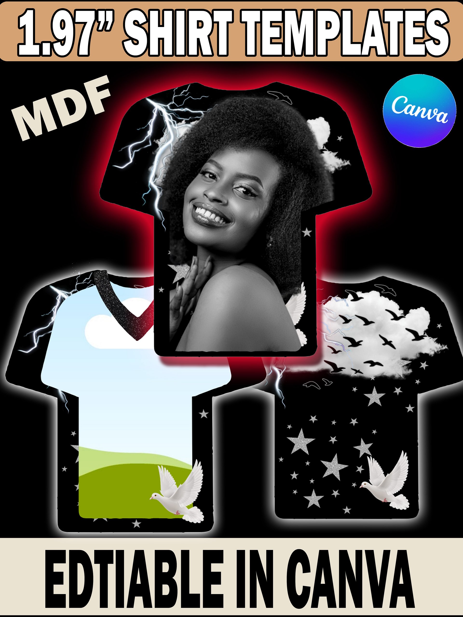 1.97 inch MDF Sublimation Memorial Shirt Template - Editable in Canva product image (1)