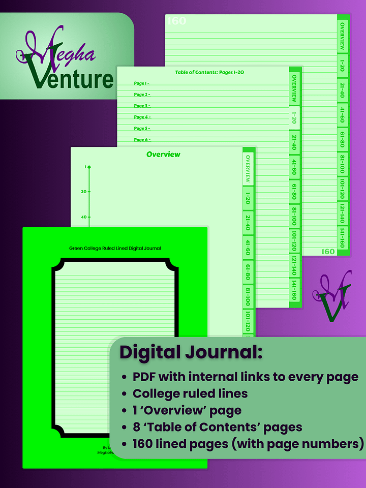 Green College Ruled Lined Digital Journal product image (1)