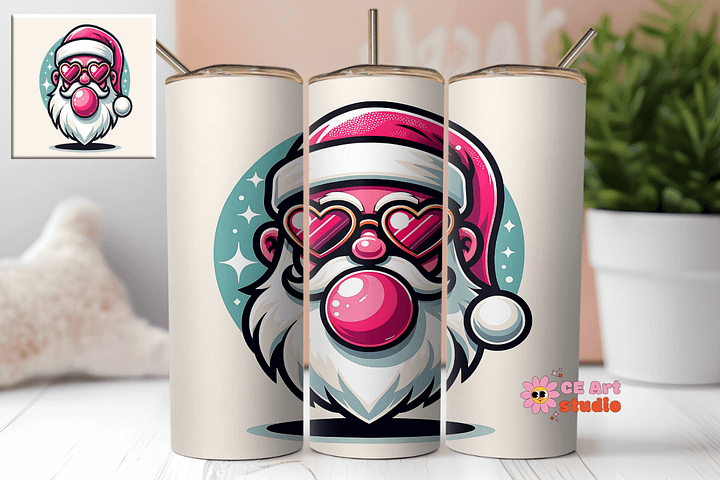 Santa Blowing Bubble Tumbler Wrap PNG product image (1)