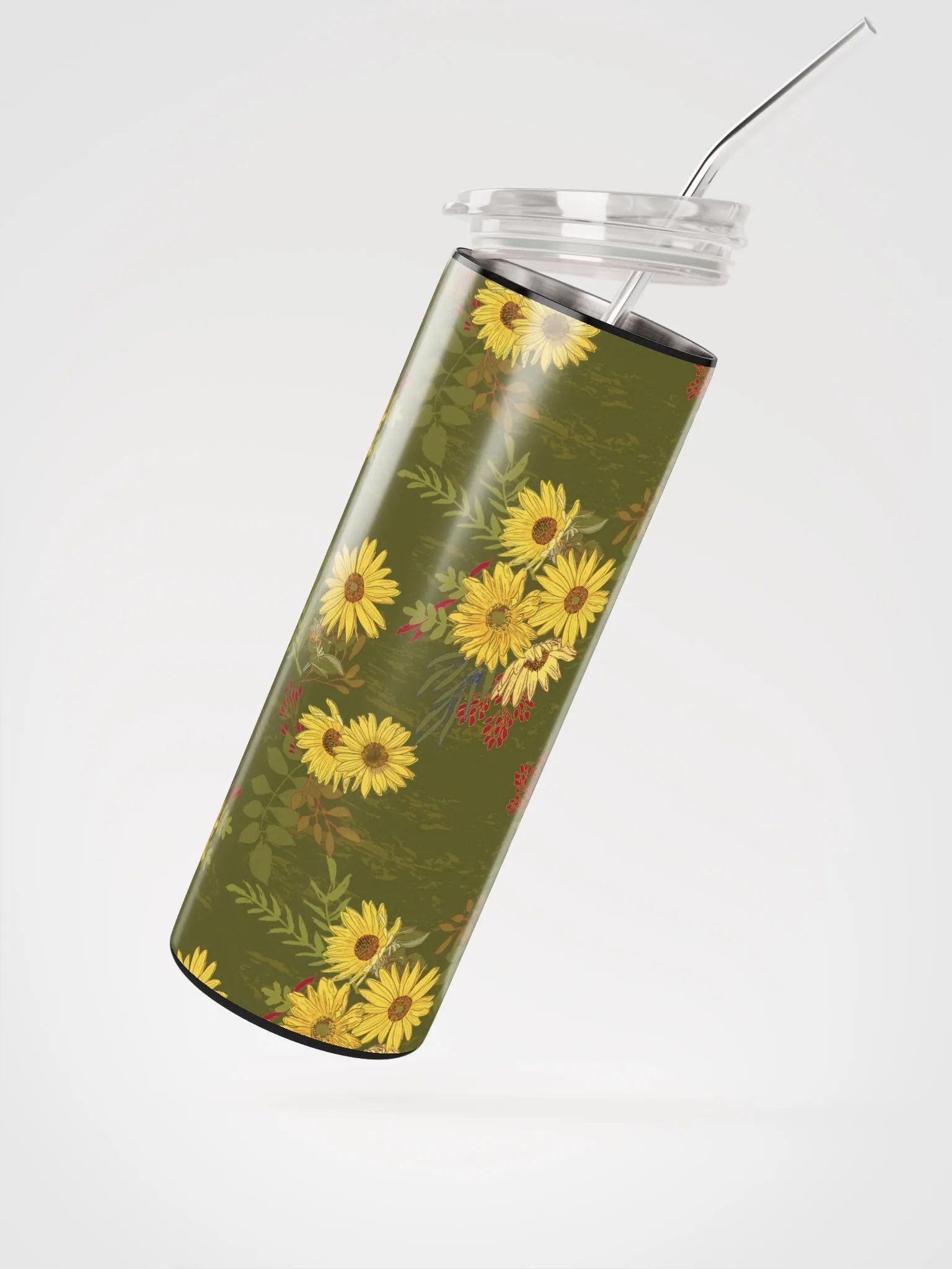 Helianthus Sunflower 20-ounce Stainless Steel Tumbler with Straw - Green product image (9)