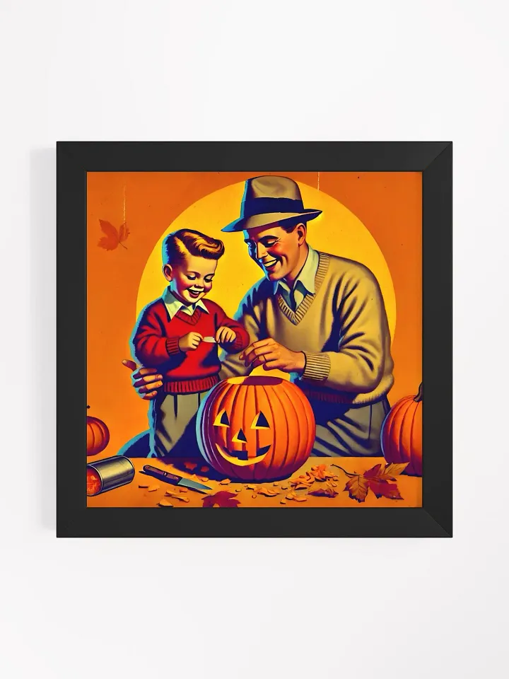 Vintage Halloween Pumpkin Carving: Framed Artwork product image (1)