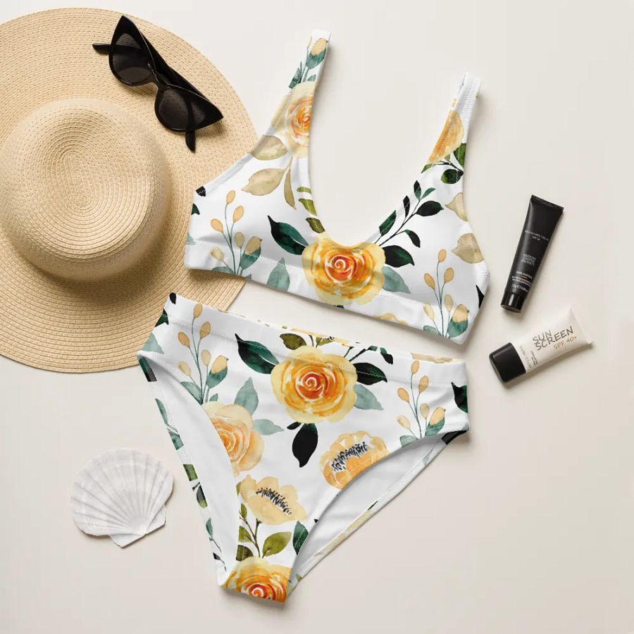 Yellow Rose Delight High Waist Bikini product image (11)