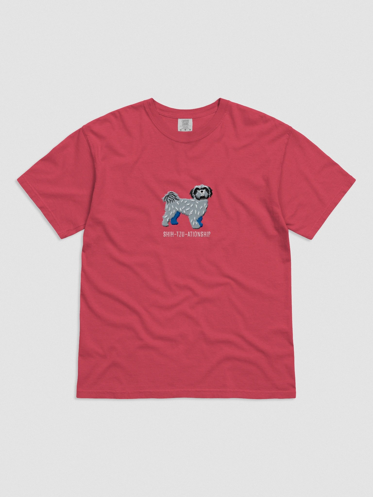 Shih-Tzu-ationship T-Shirt(Embroidered) of a Shih Tzu(Blue) product image (4)