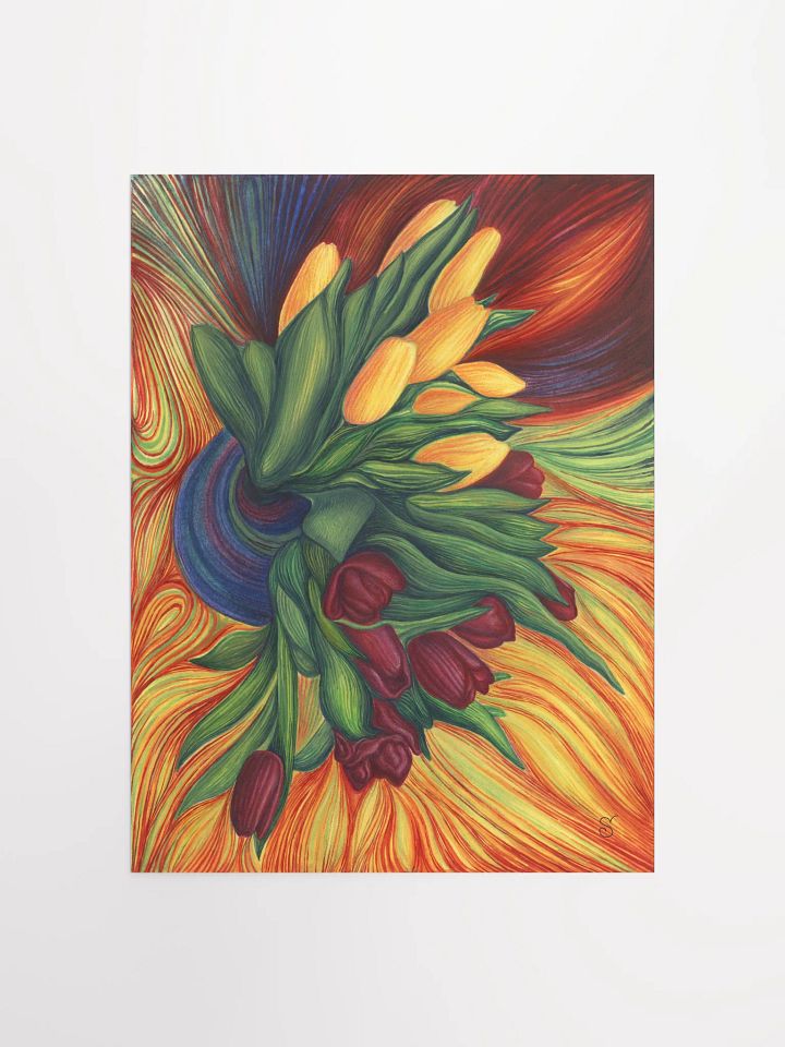 Vibrant Matte Poster Print - Yellow and Purple Tulips product image (1)