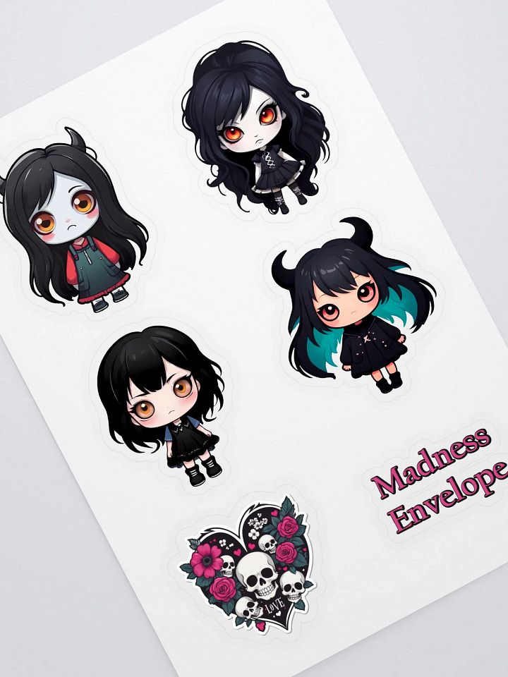Chibi Emo Girl Sticker Sheet - Collector's Sticker Pack product image (2)