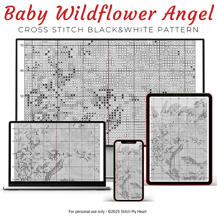 Baby Wildflowers Angel Cross Stitch Pattern product image (4)