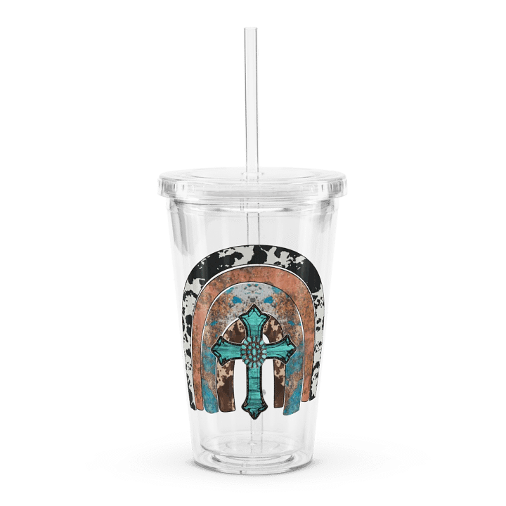 Jesus Rainbow Cowhide - Double Wall Clear Plastic Tumbler product image (1)