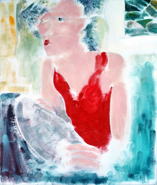 Woman at the Typewriter (1984) on canvas (24" x 20") product image (1)