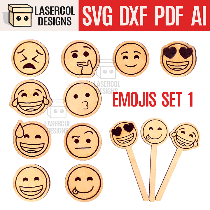 Emojis Set 1 - Laser Cut Files product image (1)