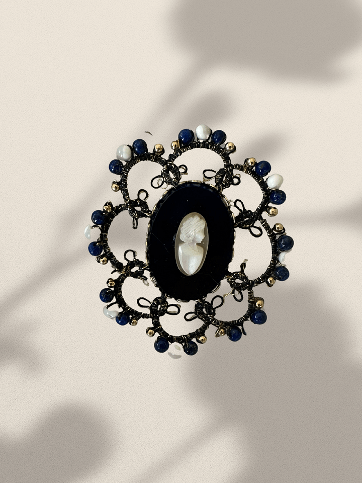 Lace Brooch with Antique Hand-Carved Cameo product image (2)