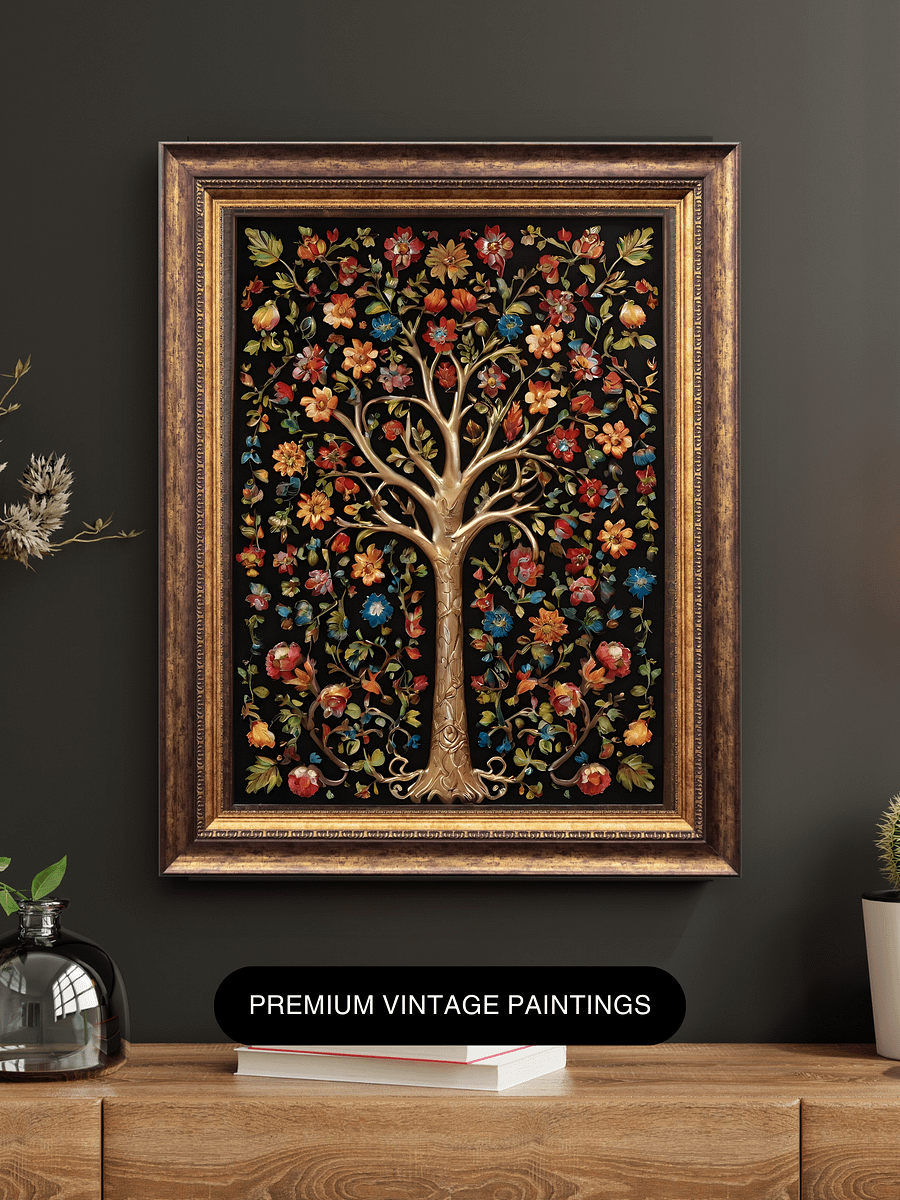Indian Tree of Life Vintage Folk Art | Blossoming Tree | Floral Print Pichwai Painting | Bohemian Wall Art product image (10)