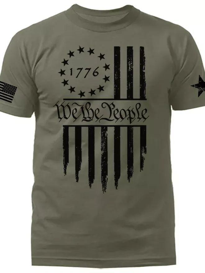 We The People Large Vertical US Flag American Pride Patriotic Graphic T-shirt product image (1)