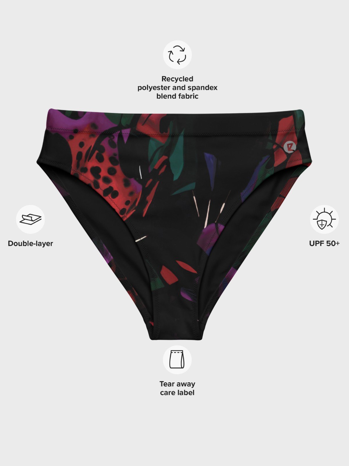 Recycled High-Waisted Bikini Bottom "Blosoom At Midnight" product image (7)