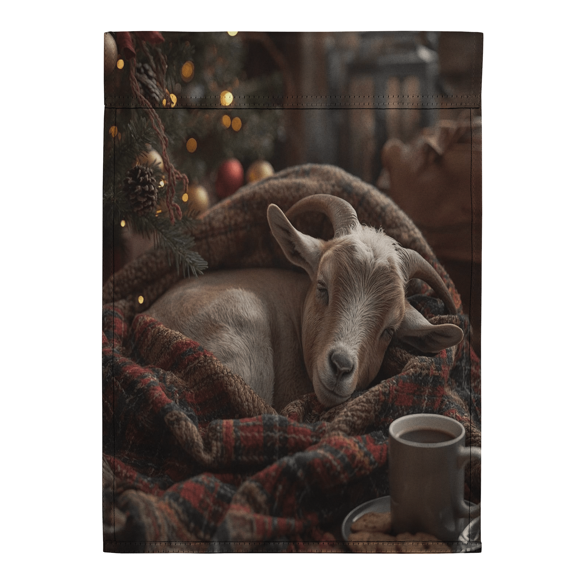 Cozy Christmas Goat Farm Flag product image (3)