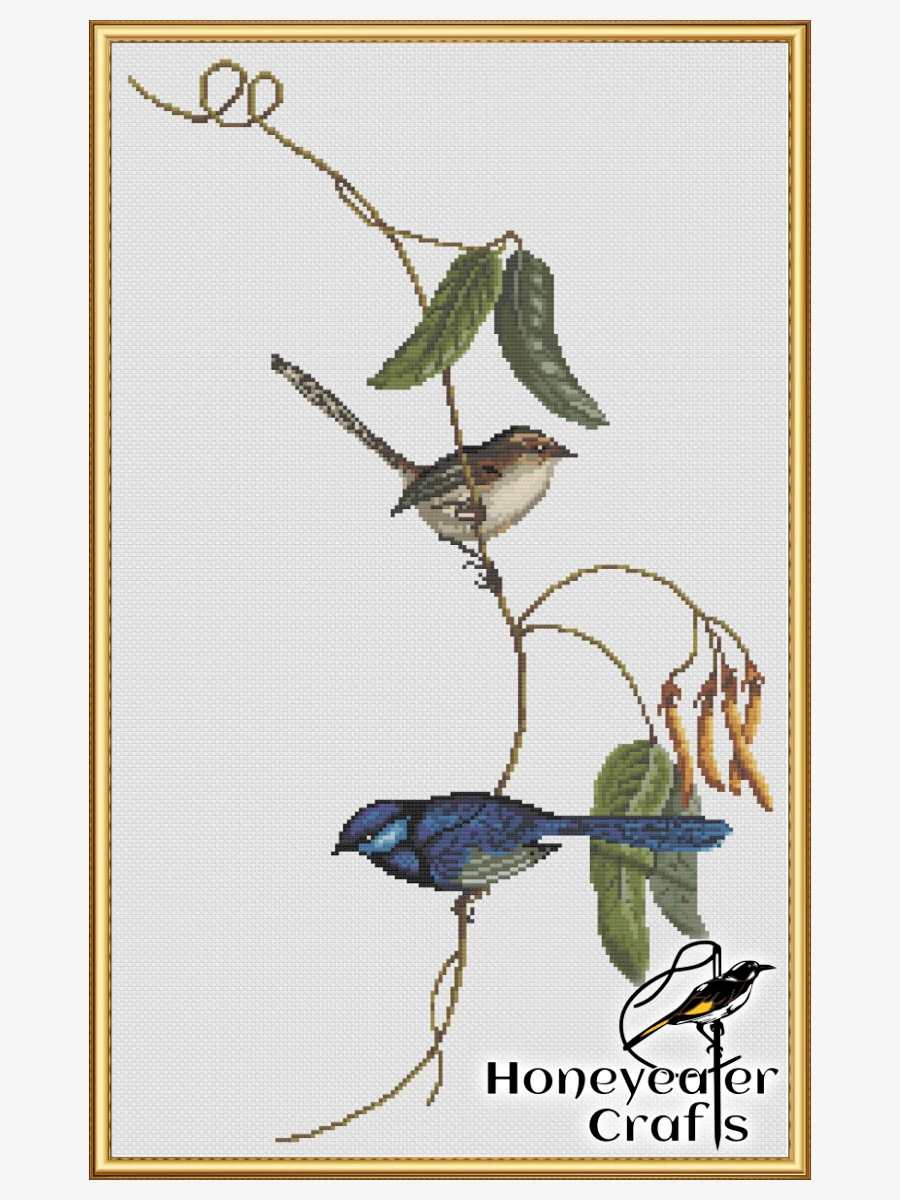 Banded Wrens: Bird Cross Stitch Pattern PDF product image (4)