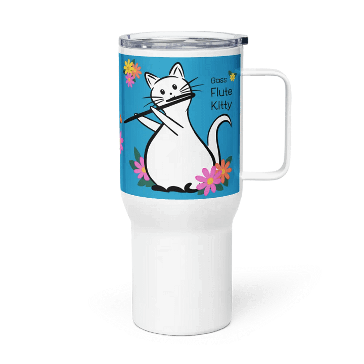 Flute Kitty Travel Mug w handle - Bass Flute product image (1)