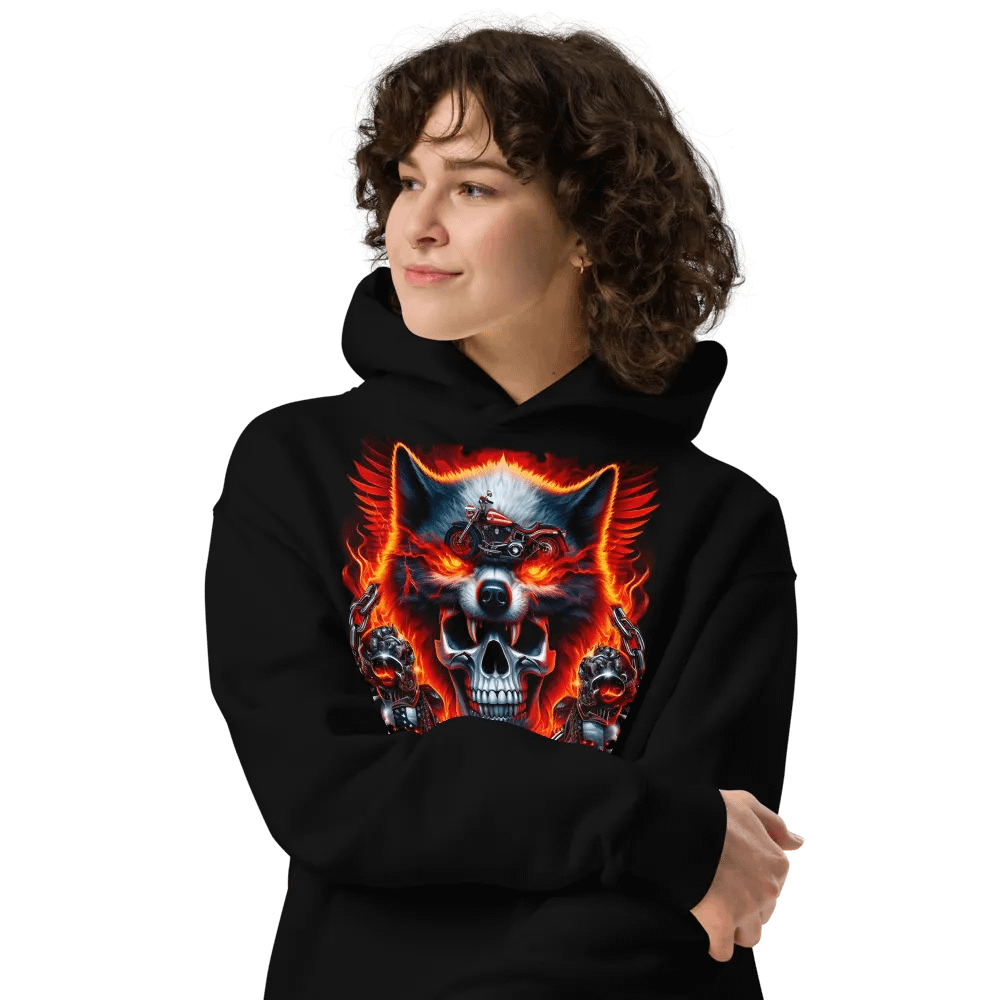 Rebellious Wolf Skull Oversized Hoodie #18 product image (4)