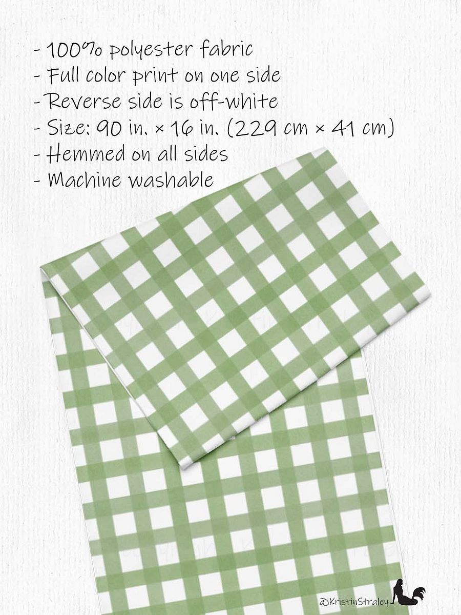 Green Gingham Checker on White Table Runner product image (2)