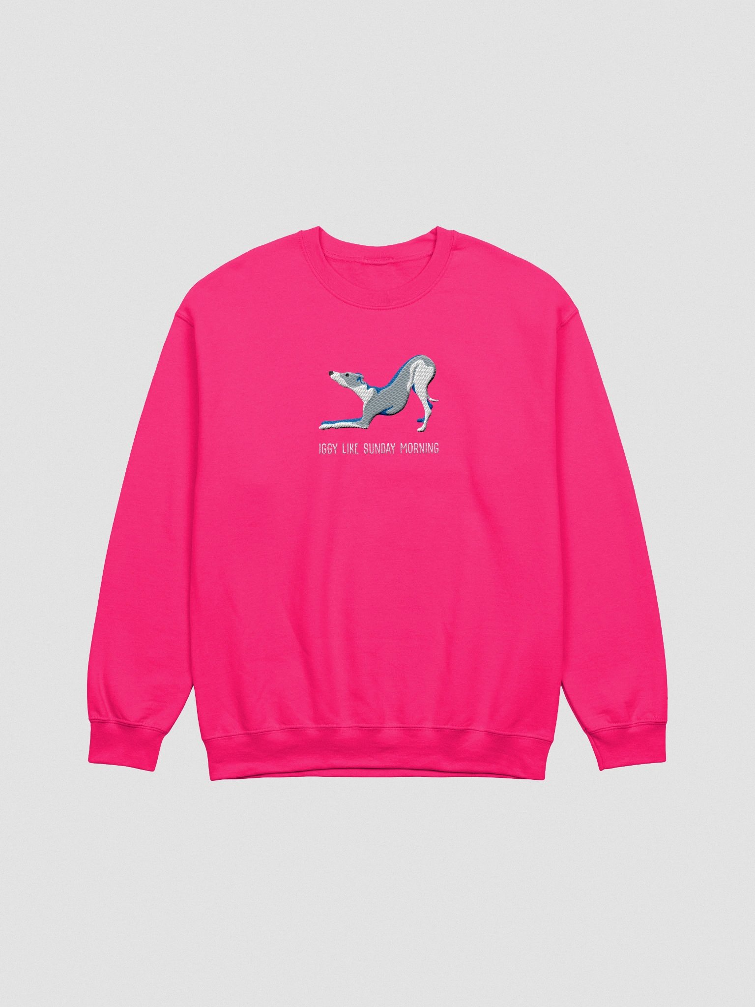 Iggy Like Sunday Morning Sweatshirt (Embroidered) of an Italian Greyhound(Blue & White) product image (4)