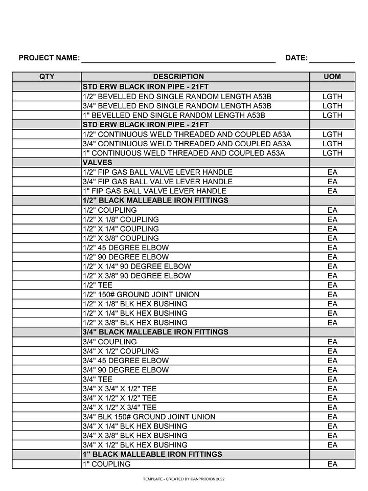 Black Iron BOM MS Excel Template No 3 product image (2)