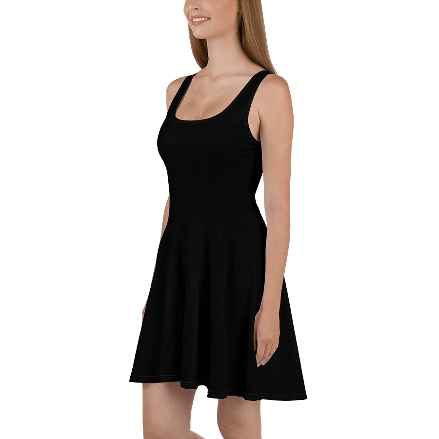 Black Solid Color Fit and Flare Skater Dress product image (2)