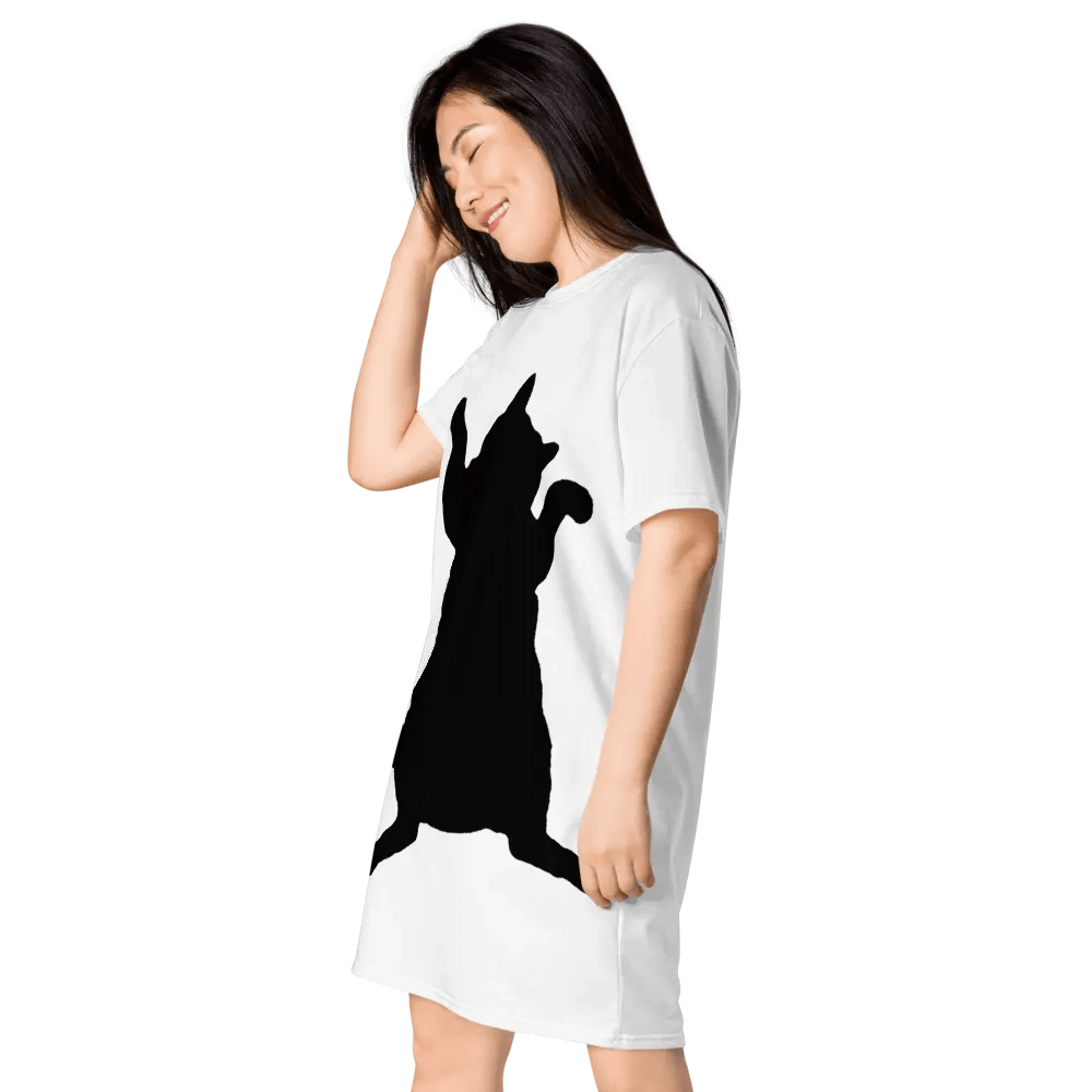 Dancing Demeowcracy Feline Black and White T-Shirt Dress product image (9)