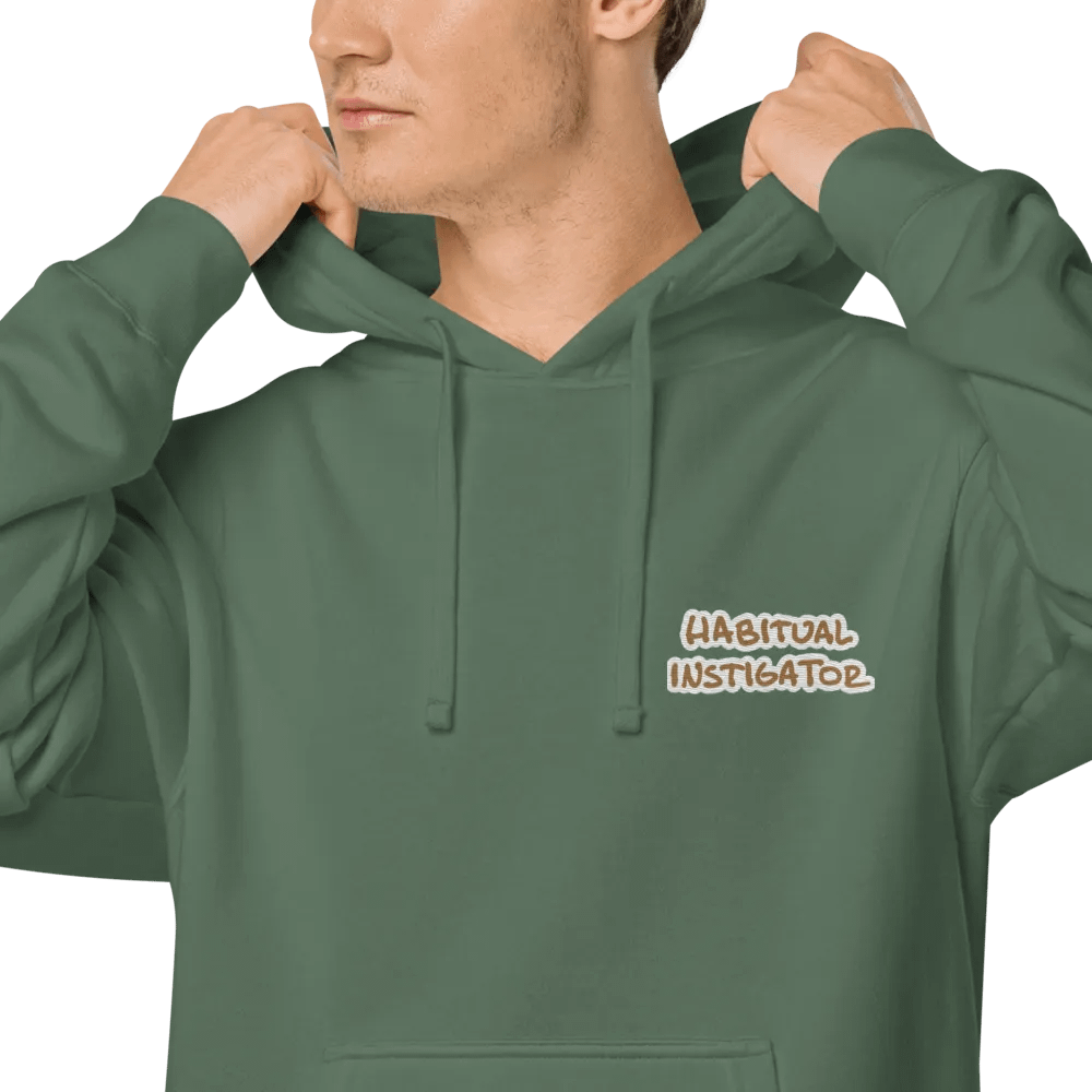 Habitual Instigator (L.C. brown bubble design) embroidered pigment hoodie product image (7)
