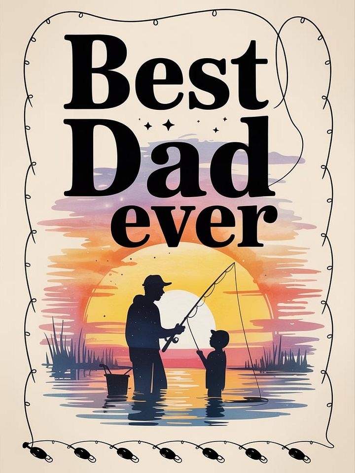 Best Dad Ever Father’s Day Greeting Card – Exclusive Fishing Design – Multiple Sizes product image (1)