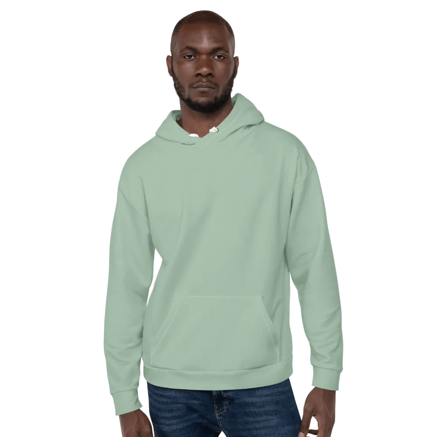 Plain Light Sage Green Soft Summer Unisex Recycled Polyester Heavyweight Premium Hoodie by Treasure Pie product image (7)